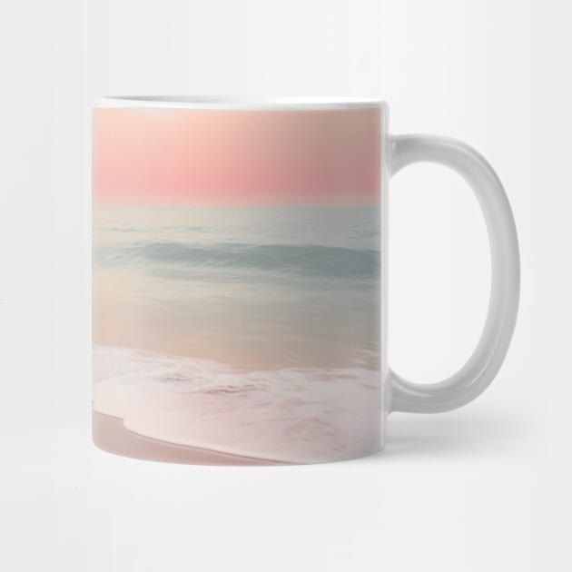 Pink and Orange Sunset Beach Waves by Trippycollage